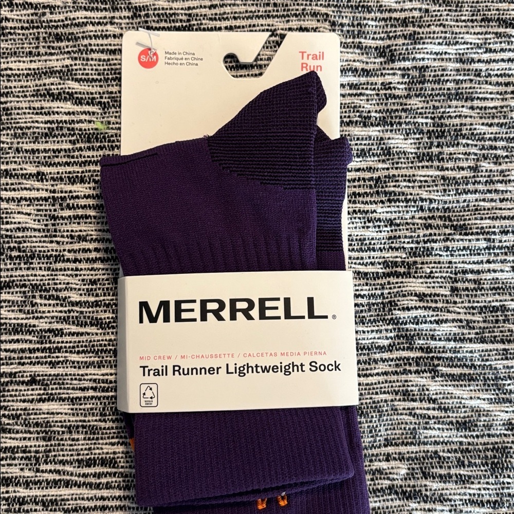 Merrell Unisex Thermal Trail Running Crew Sock Purple Galaxy Medium S/M